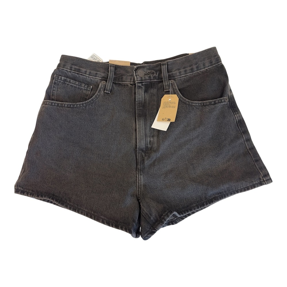 Levis High Waisted Mom Shorts Washed Black Denim A19650048 Womens 30 10